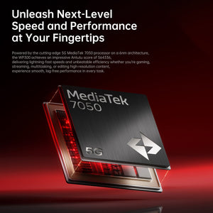 Oukitel WP300 powered by MediaTek 7050 5G processor, showcasing next-level speed, smooth multitasking, and high performance with 6nm architecture and impressive Antutu score for gaming and productivity.
