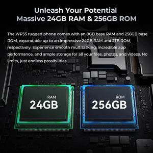 Oukitel WP35 5G rugged phone with 24GB RAM and 256GB storage with NFC support for smooth multitasking and large file storage