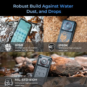 Oukitel WP36 4G rugged phone with IP68 waterproof rating, resistant to water, dust and drops
