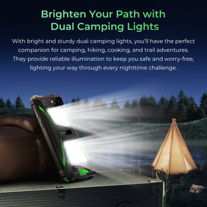 Oukitel G5 rugged phone with built-in camping light for outdoor and emergency use