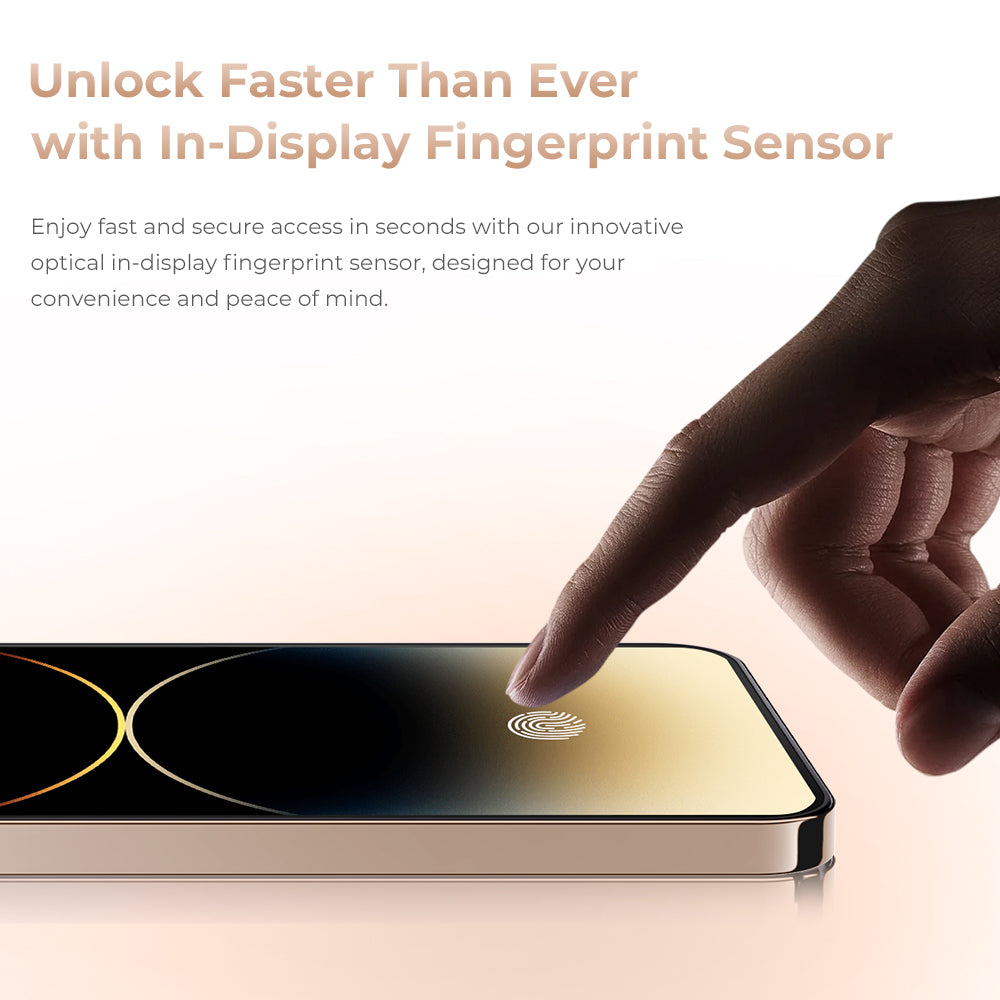 Oukitel P1 Pro smartphone with advanced optical in-display fingerprint sensor for fast and secure unlocking, offering convenience and peace of mind.