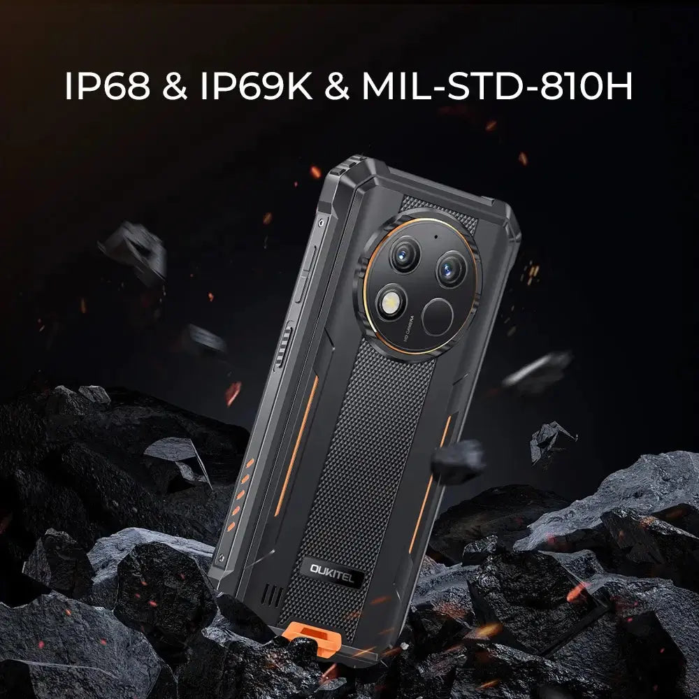 Oukitel WP28S 4G rugged phone with IP68 waterproof rating, resistant to water, dust and drops