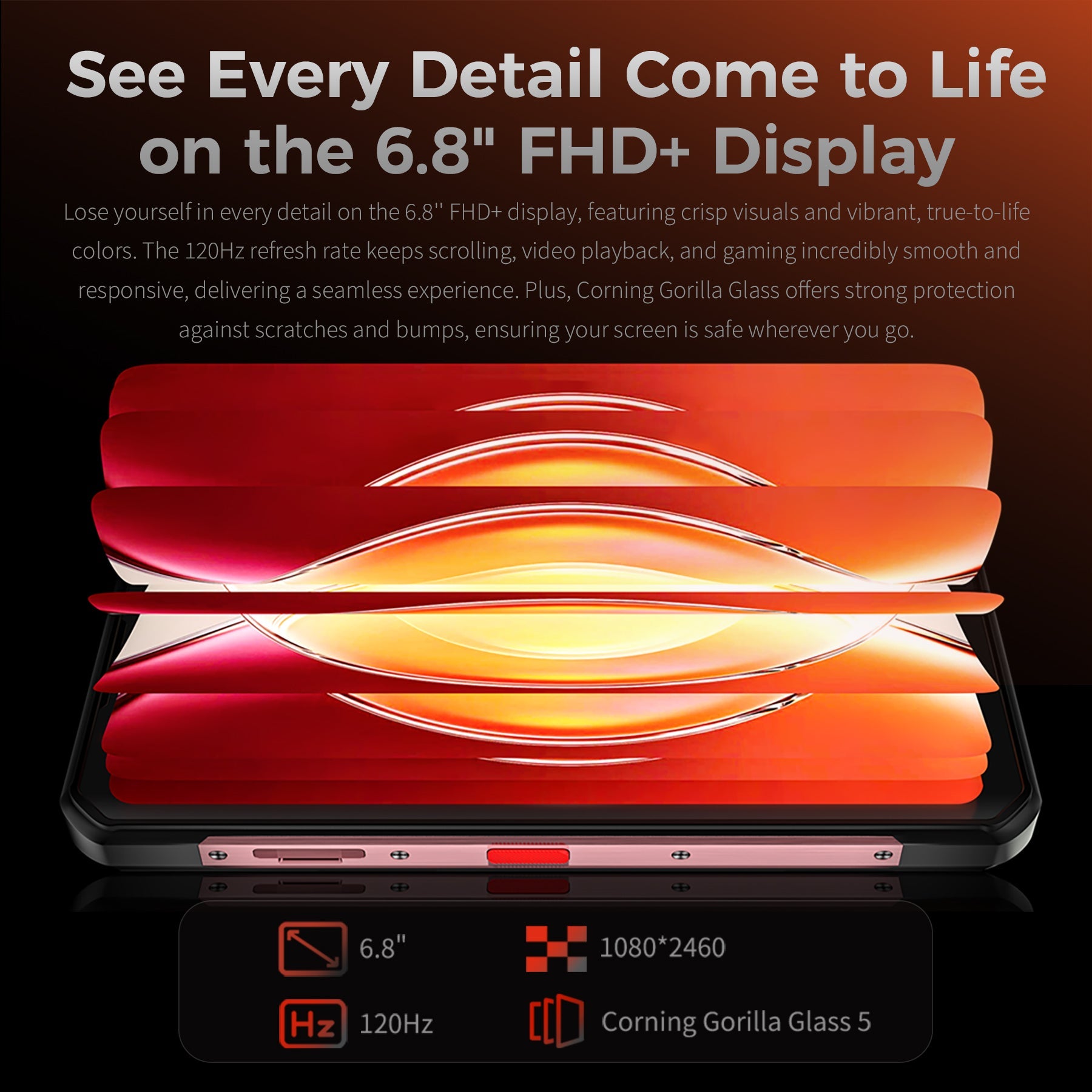 Oukitel WP56 5G rugged smartphone featuring a 6.8-inch FHD+ display for crisp, clear images and a wide viewing experience